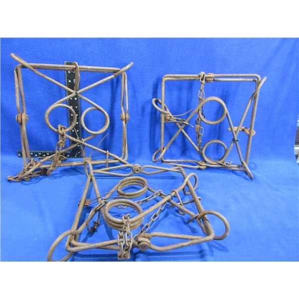 3 Vintage Body Grip Traps (Conibear) - Approx. 12" Square