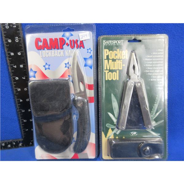 Camp USA Lockback Knife & Safesport Multi-Tool Pliers