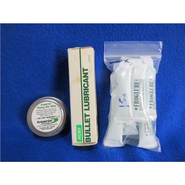 RCBS Bullet Lube, Imperial Sizing Die Wax and 15 Frog Lube Packs