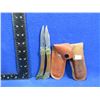 Image 1 : 2 Folding Lock Blade Knives with Leather Sheaths