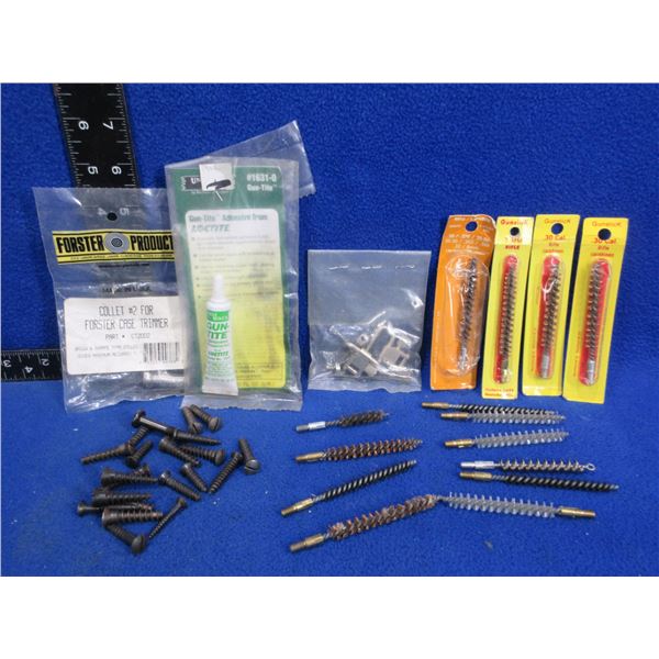 Lot of Misc. - Butt Plate Screws, Swivels, Cleaning Brushes, Collet #2, Gun Tite