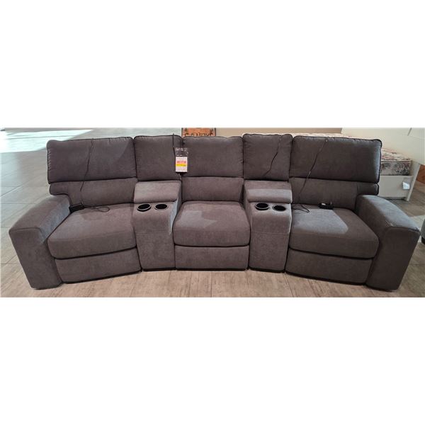 Sandy's - New Motion Sectional Leather Sofa - RV: $5700 CAD - Approx. H34" x W120" x D40"