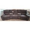 Image 1 : Sandy's - New Motion Sectional Leather Sofa - RV: $5700 CAD - Approx. H34" x W120" x D40"