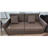 Image 1 : Sandy's - New Amara Macarena Dove Fabric Sofa - RV: $1940 CAD - Made in Canada - H30" x W78" x D39"