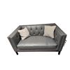 Image 1 : Sandy's - New Gray Leather Loveseat - RV: $3675 CAD - H31" x W58" x 34"