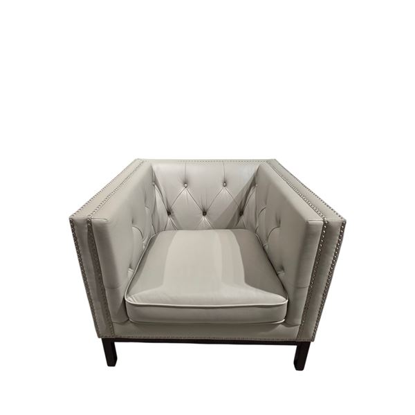 Sandy's - New Beige Leather Chair - RV: $2545 CAD - H30" x W36" x D34"