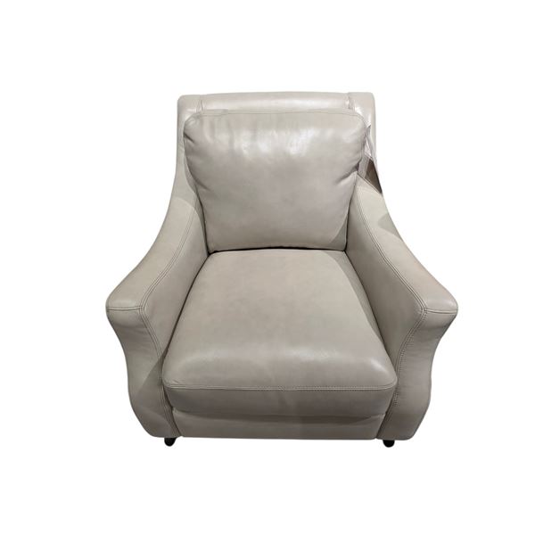 Sandy's - New Beige Leather Chair - RV: $2400 CAD - H35" x W35" x D34"