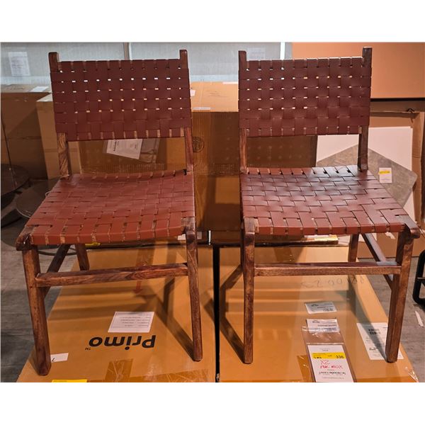 Sandy's - BNIB Set of 2 Wood Leather Brown Chairs - RV: $1130 CAD