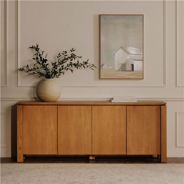 BNIB Moe's - BROOK SIDEBOARD COUNTRY OAK - RP: $3,649 - Dimensions: 80"W x 18"D x 32"H - Model: FC-1