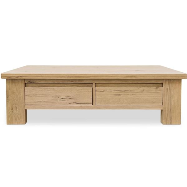 BNIB Moe's - GRAHAM STORAGE COFFEE TABLE RUSTIC OAK - RP:  $2,449 - Dimensions: 60"W x 35"D x 17"H -