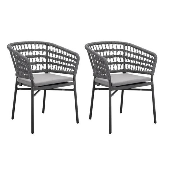 BNIB Sunday's - TAKE IT EASY OUTDOOR DINING CHAIR GRANITE SET OF TWO - RP: $870 - Dimensions: 24.8"W