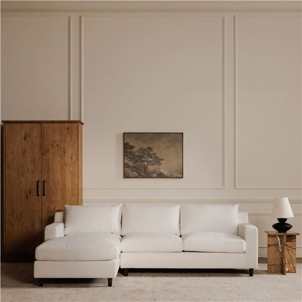 BNIB Moe's - HUTTON SECTIONAL WHITE LEFT HAND FACING - RP: $4700 - Model: MO-1005-05-L-0 - Dimension