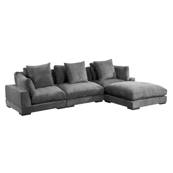BNIB Moe's - TUMBLE 4 PC MODULAR SECTIONAL Charcoal - RP: $3850
