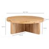 Image 4 : BNIB Moe's - FOLKE ROUND COFFEE TABLE NATURAL OAK - RP: $1,699 - Dimensions 38"W x 38"D x 13.5"H - M