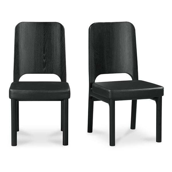 BNIB Moe's - KERR DINING CHAIR BLACK VEGAN LEATHER-SET OF TWO - RP: $1,549 - Dimensions: 19"W x 21.8