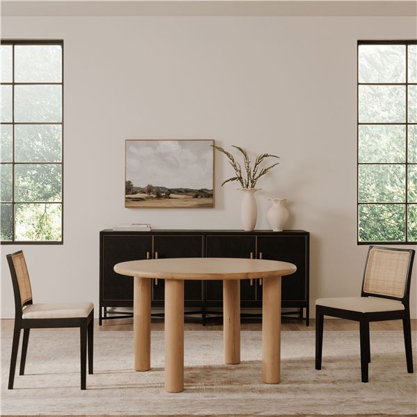 BNIB Moe's - MILO ROUND DINING TABLE OAK - RP: $2,599 - Dimensions: 48"W x 48"D x 29.5"H - Model: FC
