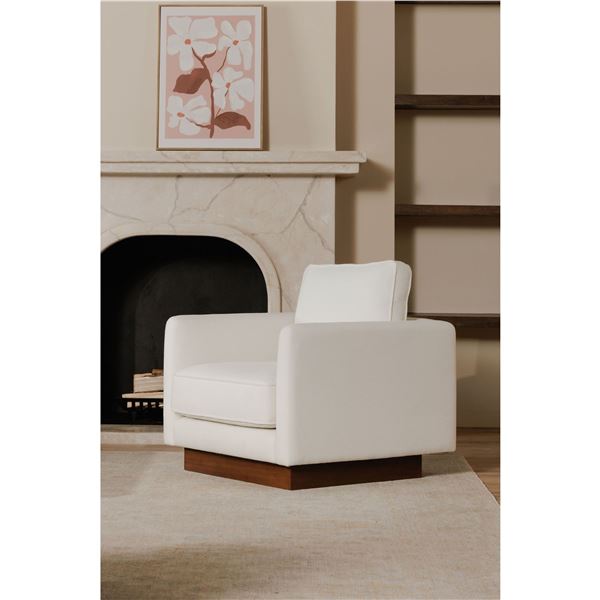 BNIB Moe's - VERNON ACCENT CHAIR WHITE - RP: $1,699 - Dimensions: 33.5"W x 35.4"D x 30.7"H - Model: