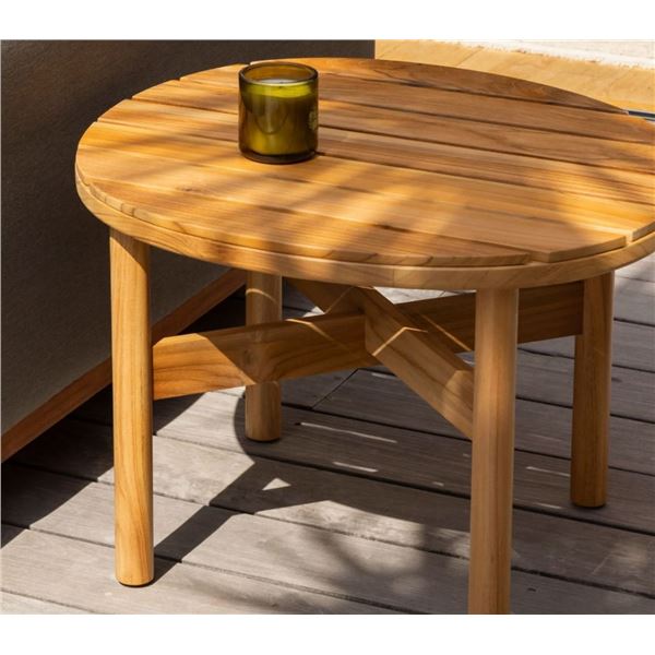 BNIB Sunday's - TABLE TALK OUTDOOR COFFEE TABLE TEAK SMALL - RP: $690 -Dimensions: 26.5"W x 23.85"D
