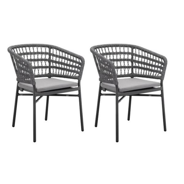 BNIB Sunday's - TAKE IT EASY OUTDOOR DINING CHAIR GRANITE SET OF TWO - RP: $870 - Dimensions: 24.8"W
