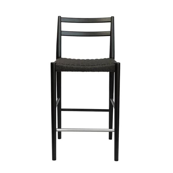 NEW LH -Jakarta Counter Stool with Back - Black/Black Woven Seat - Retails:   649.00