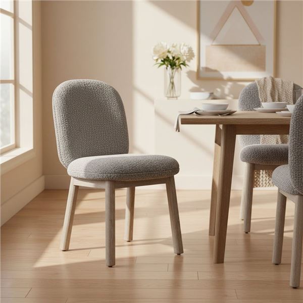 NEW LH  - Oasis Dining Chair - Greige w/ White Legs - Retails:   360.00