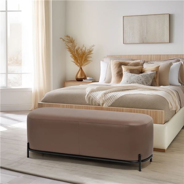 Torre & Tagus- Ashton Weave Long Bench- Vegan Brown