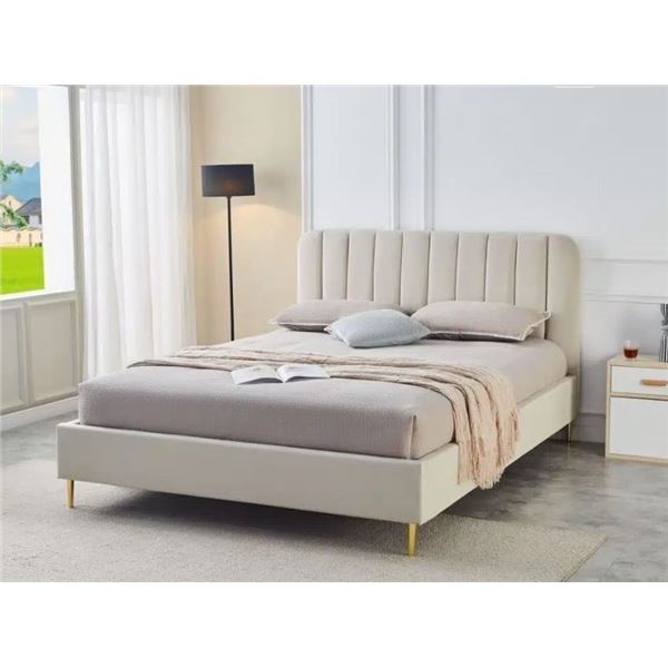 BNIB Las Vegas Queen - Beige Platform Bed Frame