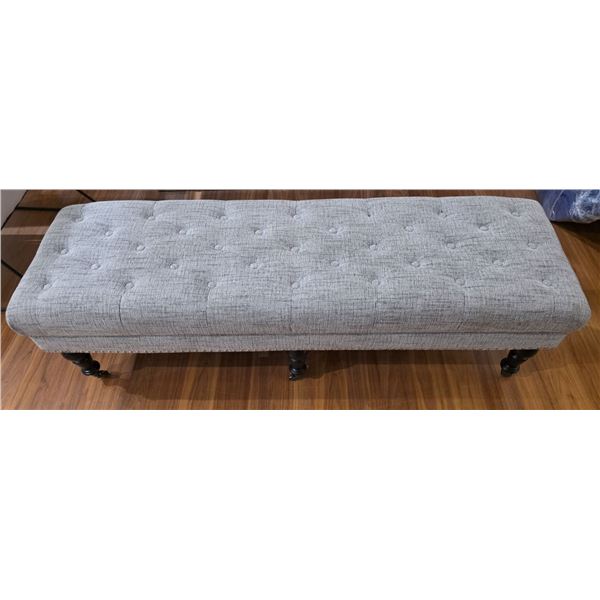 Long Grey Fabric Bench