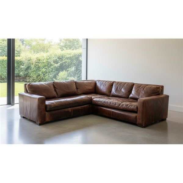 Restoration Hardware - Maxwell Leather Sectional - RV: $12,975 CAD, H29" x W99" x D99"