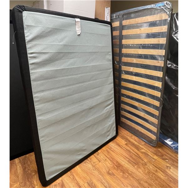 Sandy's - Group of 2: New Boxspring (52.5" x 74") and Metal Bed Frame - store display item without b