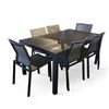 Image 1 : 9 pc - Outdoor Patio Dining Table, Chairs & Candle Lanterns - Table: 63x37x29.5"