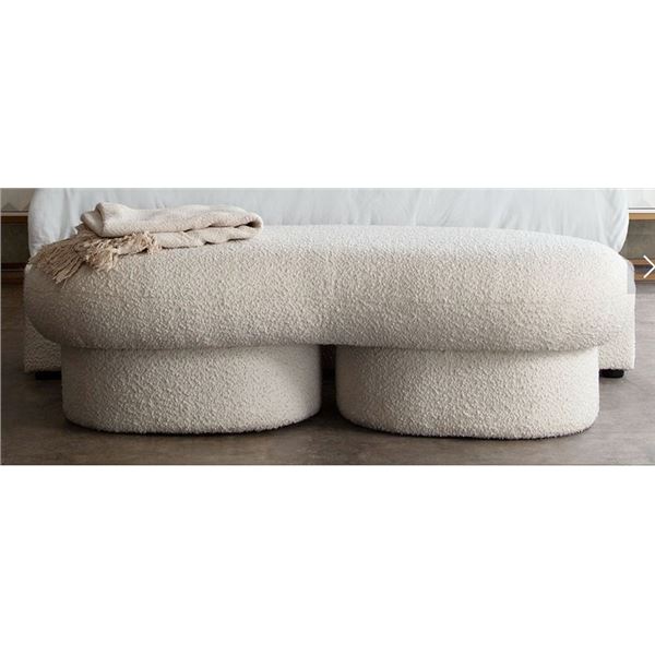 Cream Coloured Kidney Shaped Bench - 57x26x16"