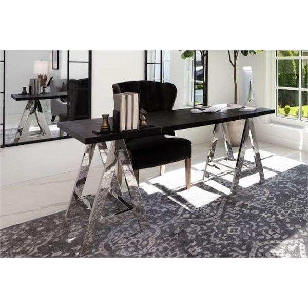 Sunpan - Leather Desk w/ Chrome Legs - RV: $2900 - Dimensions: 66x28x30"