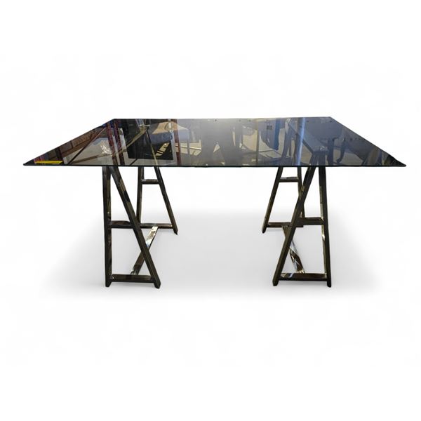 Glass Top Desk w/ Chrome Legs - 54x35x30"