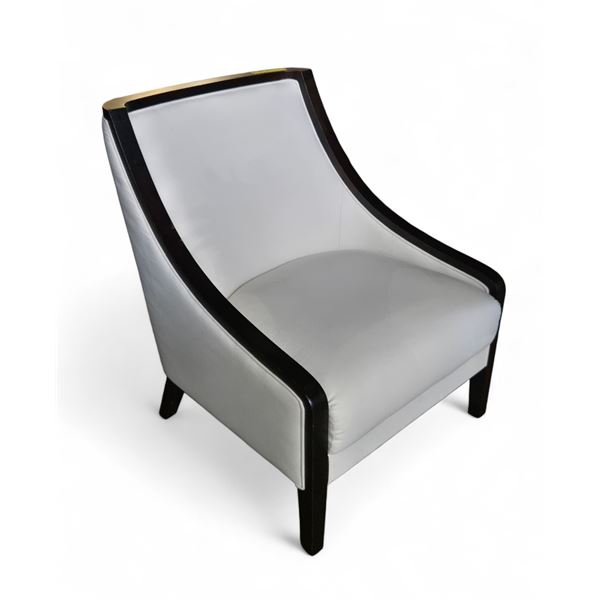 Dark Brown Wood & Cream Side Chair