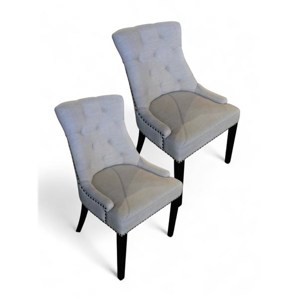 2 pc - Cream Tufted Button Side Chairs