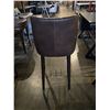 Image 4 : 2 pc - Brown Leather Bar Chairs w/ Wooden Legs & Gold Frame