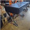 Image 3 : Dark Brown / Black Leather End Tables w/ Drawer & Chrome Legs - 28x17x25"