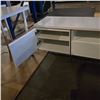 Image 2 : Gloss White 3 Drawer TV Stand w/ Modern Metal Legs - 71x16.5x21"