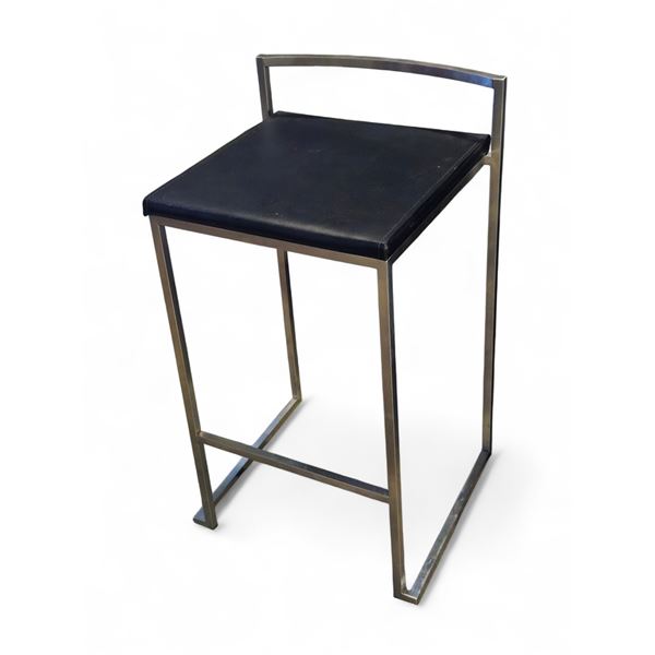 Black Leather Counter Height Stool w/ Metal Legs