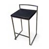Image 1 : Black Leather Counter Height Stool w/ Metal Legs