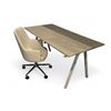 Image 1 : Grey Desk w/ Rolling White Leather Chair - 63x32x30"