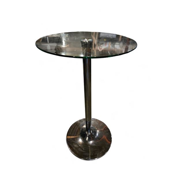 Glass Top Bar Table w/ Chrome Base - 24x39.5"