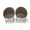 Image 1 : 2 pc - Outdoor Grey Wicker Modern Chairs w/ Chrome Legs