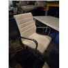 Image 2 : White Table / Desk w/ Adjustable White Leather Rolling Office Chair - 59x29.5x29.5"