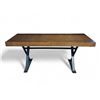 Image 1 : Dark Brown Oak Desk / Table w/ Wrought Iron Legs - 71x27.5x30"