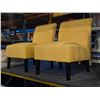 Image 2 : 2 pc - Yellow Fabric Side Chairs w/ Wooden Legs
