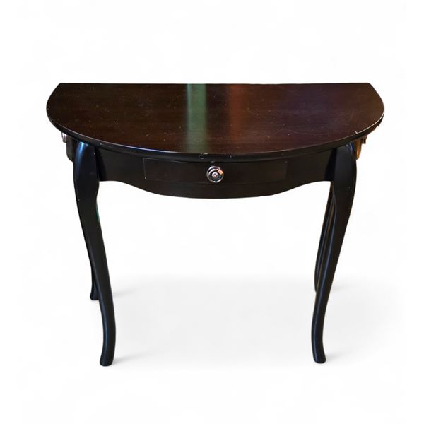 Wooden Half Round Console Table w/ Drawer - 31.5x16x27.5"