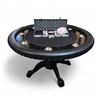 Image 1 : 8 Person Poker Table w/ Black Leather Rail, Stainless Cup Holders & Poker Chipps / Cards - 54x32"