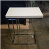 Image 2 : 2 pc - White w/ Glass Top & White w/ Chrome Base Side Tables - 22x14x25.5" / 18x10x25"